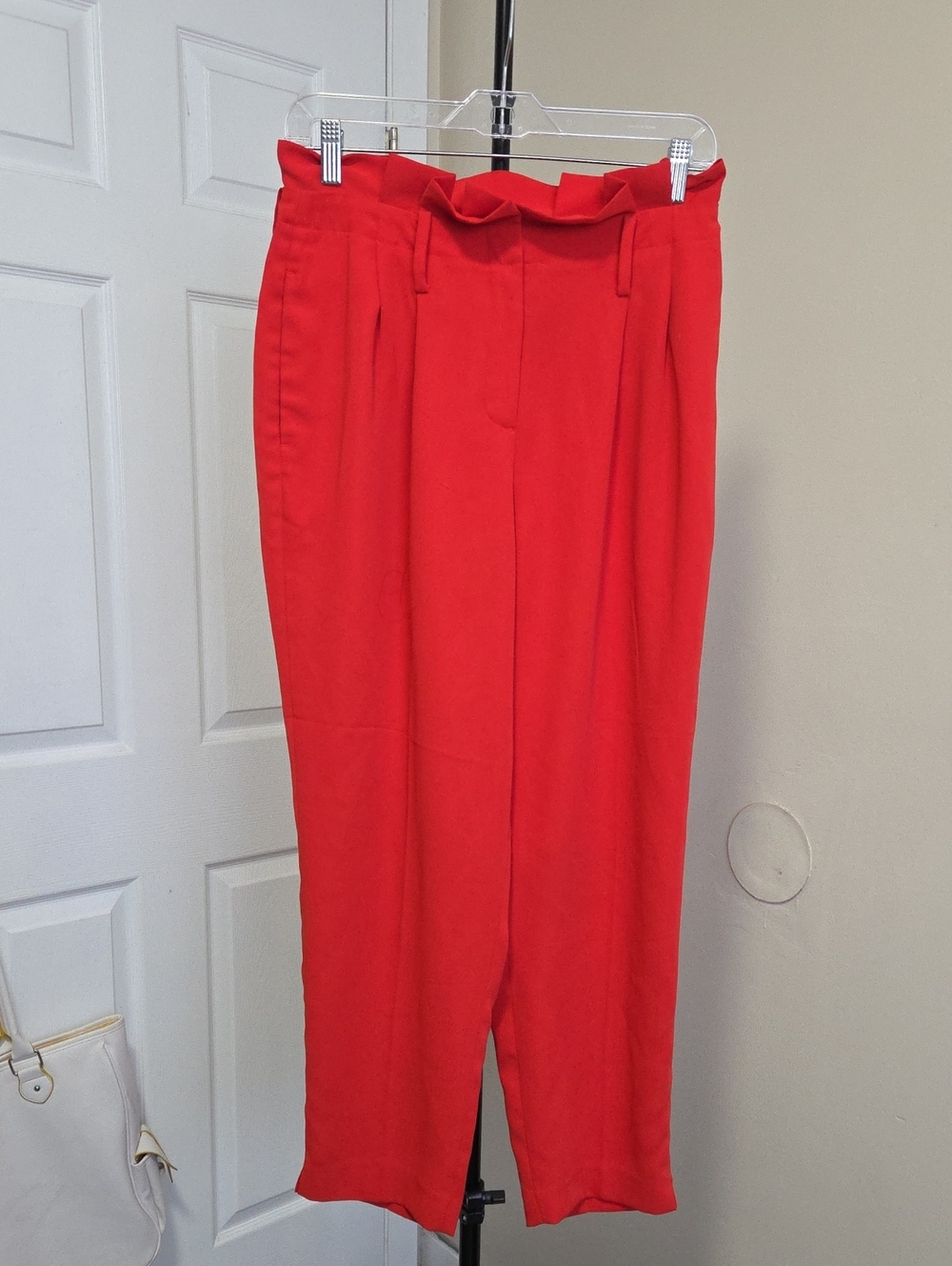 Boden Bright Red High-Waist Pleated Trousers